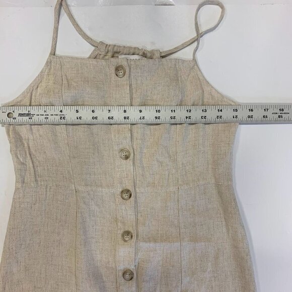 Topshop Women's Spaghettis Strap Linen Bland Full Button Front Dress Size 2 NWT - Picture 10 of 12